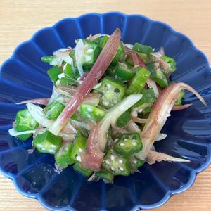 Tsuneaki Okadaの作ってみた!投稿(夏の涼しい副菜🎐オクラとみょうがのポン酢おかか和え😋🥗)
