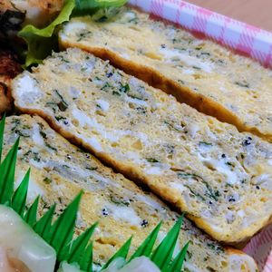 まゆのの作ってみた!投稿(【卵焼き】お弁当にも◎青じそとじゃこのだし巻き)