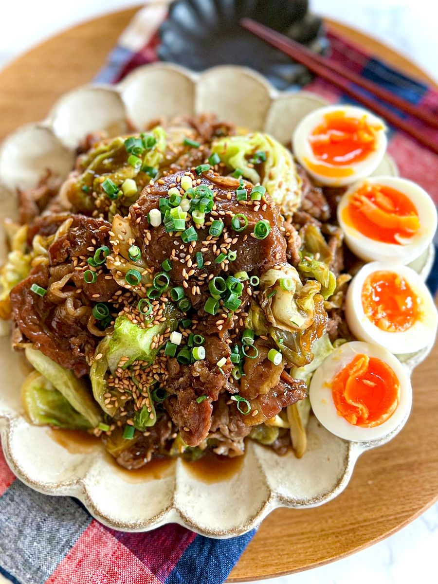 豚こまと春キャベツの甘辛炒め