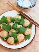 もちもちヘルシー　れんこん団子のレンジ蒸し