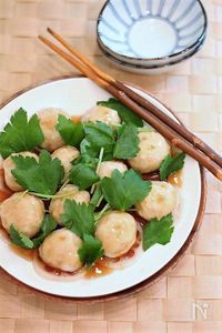 もちもちヘルシー　れんこん団子のレンジ蒸し