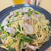 Tsuneaki Okadaの作ってみた!投稿(やみつき！豚バラ肉とにんにくの芽のパスタ)