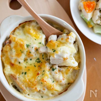 『里芋とチキンのマカロニグラタン』ホクっと里芋♪ソースに絡む