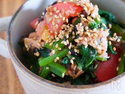 旨味がギュギュッ 小松菜とトマトのツナ塩昆布あえ By ｙｕｕ レシピサイト Nadia ナディア プロの料理家のおいしいレシピ