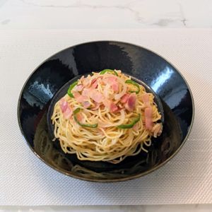 𝔂𝓾𝓶𝓲🍓の作ってみた!投稿(あっさりウマい！【ベーコンとピーマンの和風焼きそば】)
