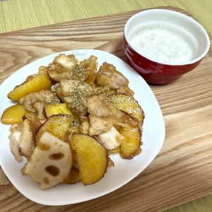 まつりかの作ってみた!投稿(【さつまいも鶏れんこんバター醤油ソテー】シャキほく秋おかず♡)