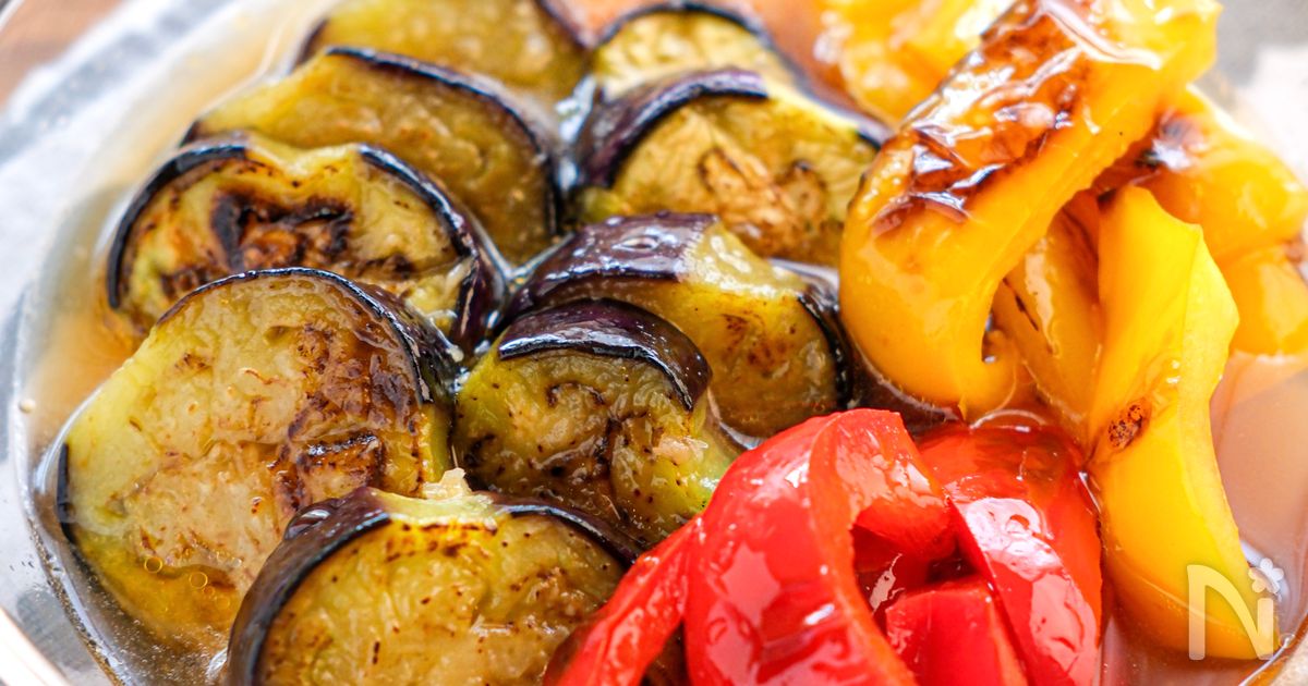 【彩り野菜の焼き浸し】夏野菜で涼やかな簡単副菜♪