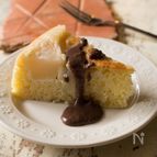 炊飯器で梨のお手軽ケーキとレンジチョコソース【炊飯器調理】