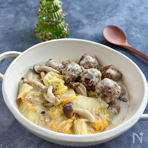 肉団子と白菜の豆乳クリーム煮【からだポカポカ♪しょうが入り】