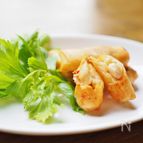 キムチーズと大豆のミニ春巻き