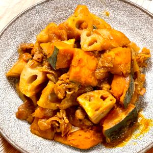 michuの作ってみた!投稿(レンジで時短《かぼちゃと蓮根♡肉じゃが風》)