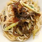 セロリともずくの酢醤油焼きうどん