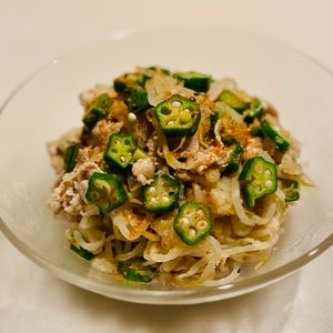 ᗰIKᗴの作ってみた!投稿(もやしとおくら《おろしポン酢♡冷しゃぶサラダ》)