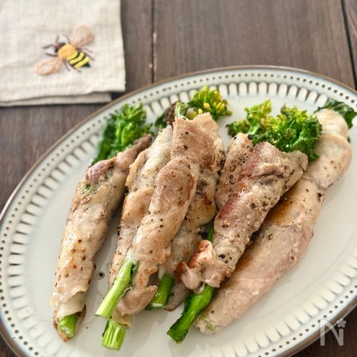 10分で完成!春のおかず《菜の花の豚肉巻き》