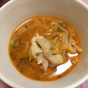 美沙智【みさと】の作ってみた!投稿(【絶品！鶏肉ともやしのピリ辛おかずスープ】食べるおかずスープ)