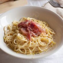 【生ハムのレモンクリームパスタ】