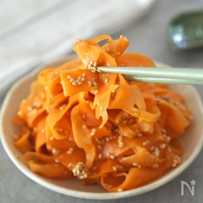【ひらひらにんじんナムル】5分でできて子どもウケ抜群!