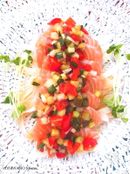 《 万能ニラだれ 》 お刺身サーモンのサルサ風ソース