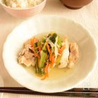 蒸し鶏のかぶの葉入り野菜あん