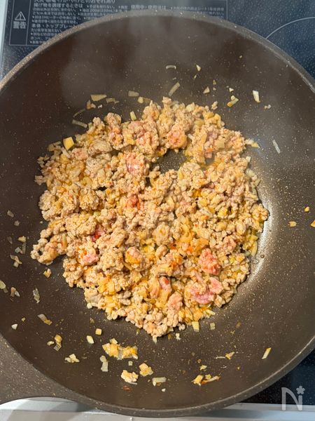 mikanaさんの麻婆かぼちゃ工程1
