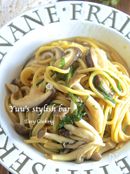 ワンパン de『大葉香る♡キノコたっぷり和風パスタ』