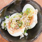 やみつき！簡単おかず！ゆで卵のしらす小ネギのせ