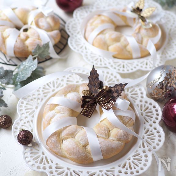 発酵なし！ふわふわリースパン【クリスマス・時短パン】