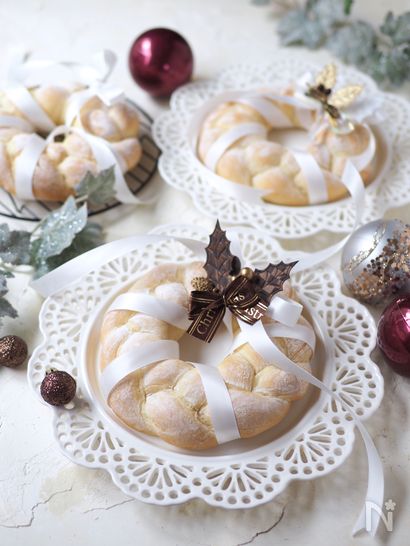 発酵なし！ふわふわリースパン【クリスマス・時短パン】