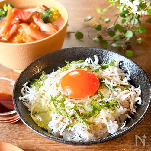 しらすと大葉の卵かけご飯