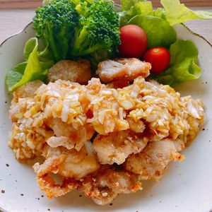 にこの作ってみた!投稿(《食べ過ぎ注意!!》絶品!!ご飯がすすむ油淋鶏（揚げない）)