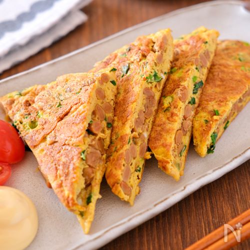 【うす焼き納豆オムレツ】混ぜて焼くだけ！包まず簡単♪