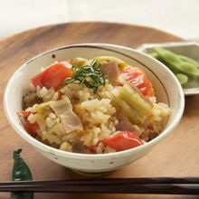 焼きなすとトマトの炊き込みごはん