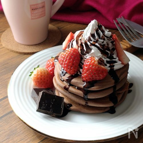 バレンタインにも☆米粉のチョコパンケーキ。
