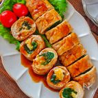 甘辛てりてり！【ほうれん草チーズの豚肉巻き照り焼き】