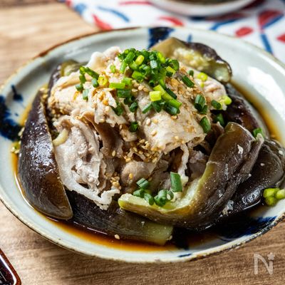 レンジで簡単!ウマい♪『豚しゃぶ肉とナスのしょうがポン酢」