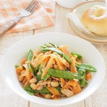 【作り置き】絹さやとにんじんのツナ豆サラダ　栄養バランス満点