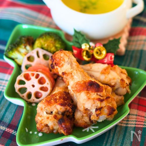 オーブンで作る!【カリカリ手羽元チキンと根菜の塩麹ロースト】