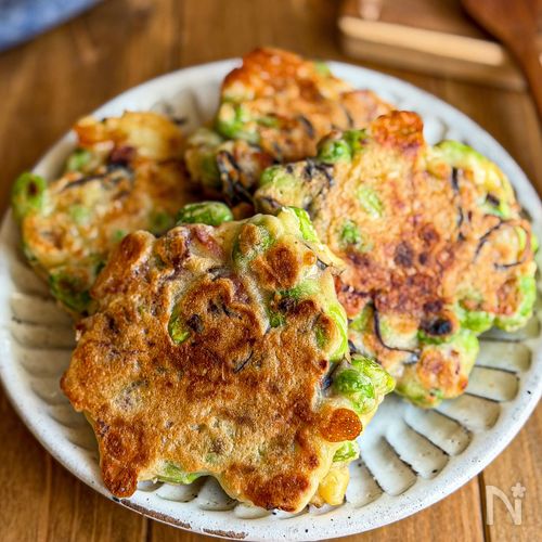 サクッ♡モチッ《枝豆ベーコンチーズの米粉焼き》