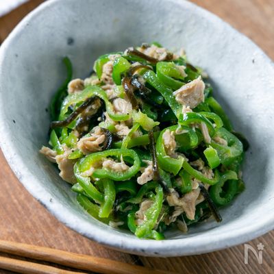 塩昆布とオリーブオイルのやみつきピーマン