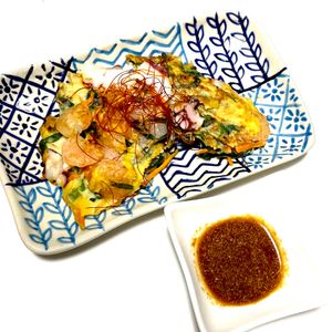 ごんべすの作ってみた!投稿(【カリもち海鮮にらチヂミ】米粉で絶品！アレンジ無限♪)
