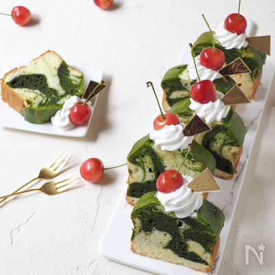 マーブル抹茶・パウンドケーキ【アレを使って分離なし】