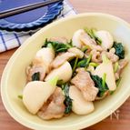 かぶと豚肉のガーリックポン酢炒め