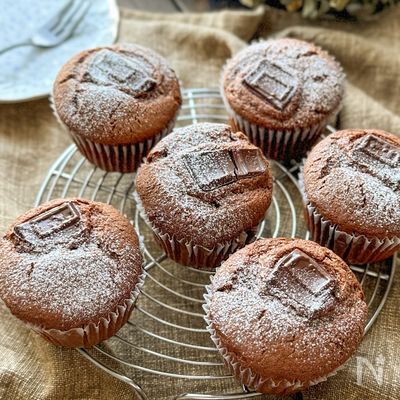 【ホットケーキミックスで簡単チョコマフィン】しっとりふわふわ