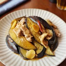 米ナスと豚肉のニンニク醤油炒め