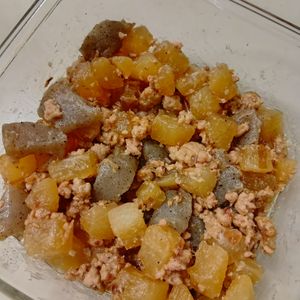 こつぶの作ってみた!投稿(【我が家自慢のごはん泥棒】豚ひき肉と大根こんにゃくの甘辛煮)