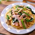簡単！『ほうれん草とベーコンとしめじの醤油パスタ』