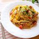 超簡単ヘルシー♪超オススメ♡トマトと塩昆布とツナの豆乳パスタ