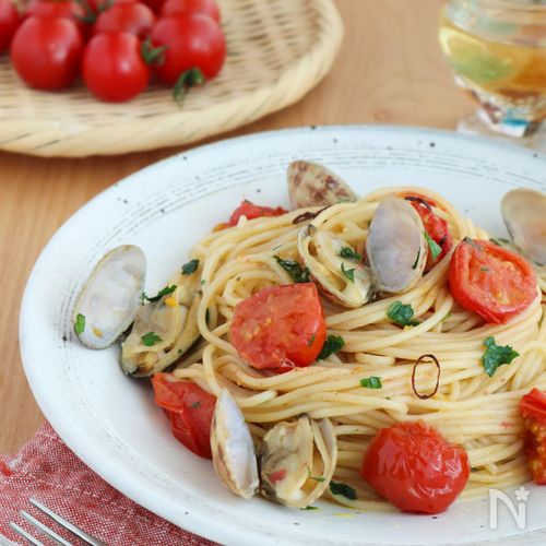 白ワイン香る♪あさりとミニトマトのオイルパスタ