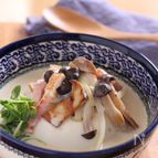 きのことベーコンの豆腐豆乳スープ