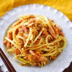 作り置き・ツナとベーコンと大根の皮のカレー風味きんぴら